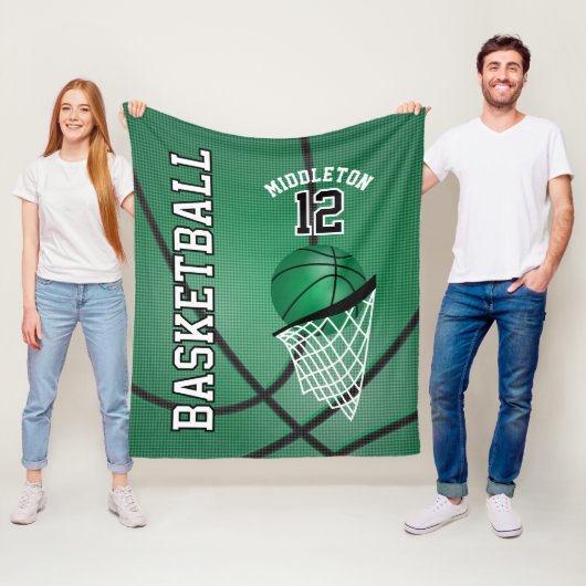 Basketball 🏀 Sport Design in Green Fleece Deken (In situ)