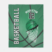 Basketball 🏀 Sport Design in Green Fleece Deken (Voorkant)