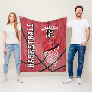 Basketball 🏀 Sport Design in Red Fleece Deken
