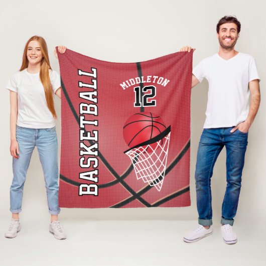 Basketball 🏀 Sport Design in Red Fleece Deken (In situ)