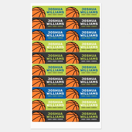Basketball sport naam telefoonnummer bezit labels (Vel)