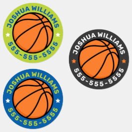 Basketball sport naam telefoonnummer ronde eigensc labels