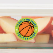 Basketball sport naam telefoonnummer ronde eigensc labels (Aangebracht)
