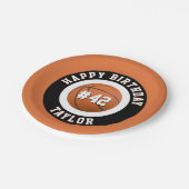 Basketball Sport Team Player Naam Happy Birthday Papieren Bordje (Gekanteld)