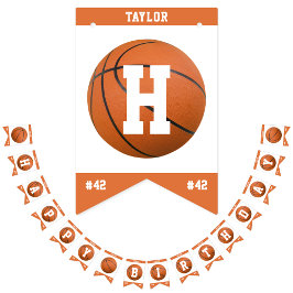 Basketball Sport Team Player Naam Happy Birthday Vlaggetjes