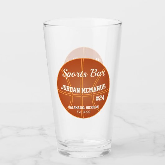 Basketball Sportbar Bier Drink soda-bril Glas (Voorkant)
