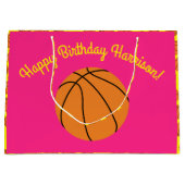 Basketball Sportpartij Birthday Pink Groot Cadeauzakje (Voorkant)