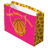 Basketball Sportpartij Birthday Pink Groot Cadeauzakje (Achterkant Gekanteld)