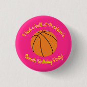 Basketball Sportpartij Birthday Pink Ronde Button 3,2 Cm (Voorkant)