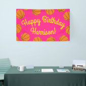 Basketball Sportpartij Birthday Pink Spandoek (Beurs)