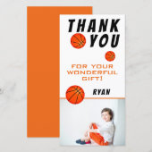 Basketball Sports Birthday Foto Bedankkaart (Voorkant / Achterkant)