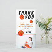 Basketball Sports Birthday Foto Bedankkaart (Staand voorkant)