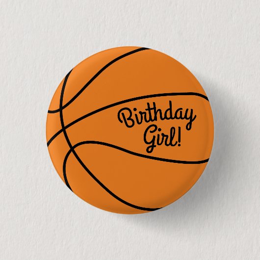 Basketball Sports Birthday Girl Party Button (Voorkant)