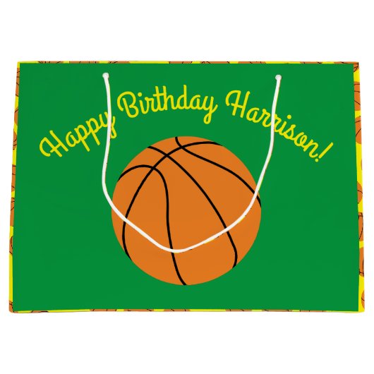 Basketball Sports Birthday Groot Cadeauzakje (Voorkant)