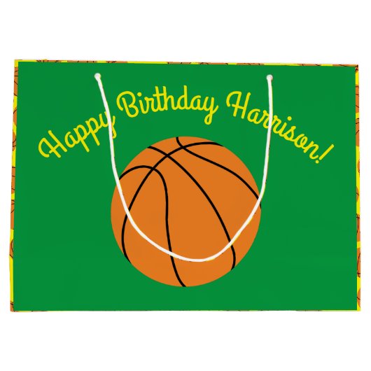 Basketball Sports Birthday Groot Cadeauzakje (Achterkant)