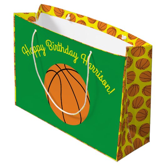 Basketball Sports Birthday Groot Cadeauzakje (Achterkant Gekanteld)
