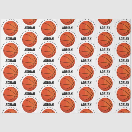 Basketball Sports Birthday Party Persoonlijke naam Tissuepapier (Voorkant)