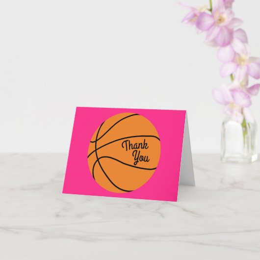 Basketball Sports Birthday Party Roze Dank je Kaart (Orchidee)