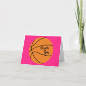 Basketball Sports Birthday Party Roze Dank je Kaart (Voorkant)