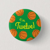Basketball Sports Birthday Ronde Button 3,2 Cm (Voorkant)