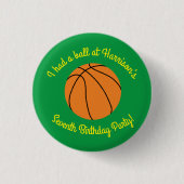Basketball Sports Birthday Ronde Button 3,2 Cm (Voorkant)