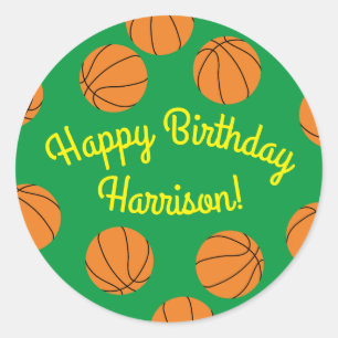 Basketball Sports Birthday Ronde Sticker