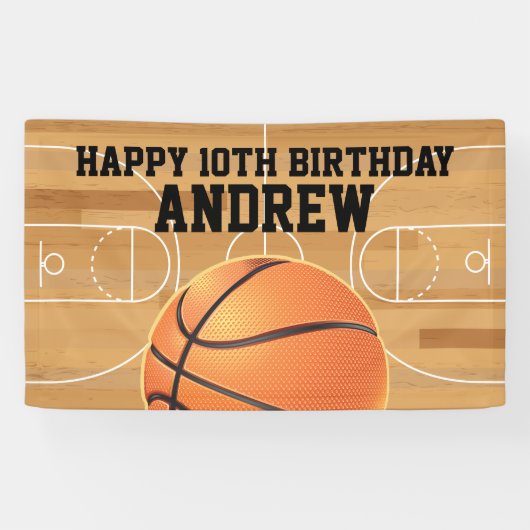Basketball Sports Happy Birthday Banner (Horizontaal)