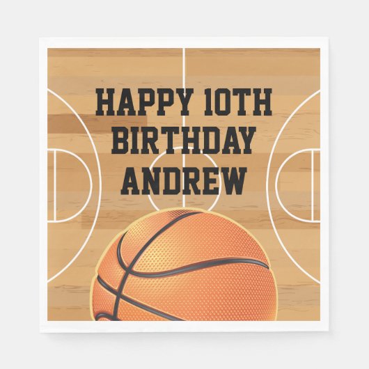 Basketball Sports Happy Birthday Napkins Servet (Voorkant)