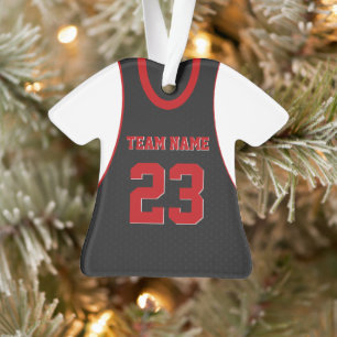 Basketball Sports Jersey Black Red Ornament