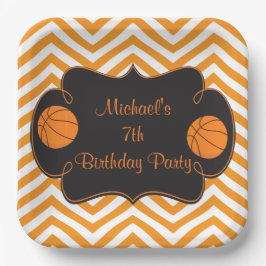 Basketball Sports Orange Birthday Papieren Bordje