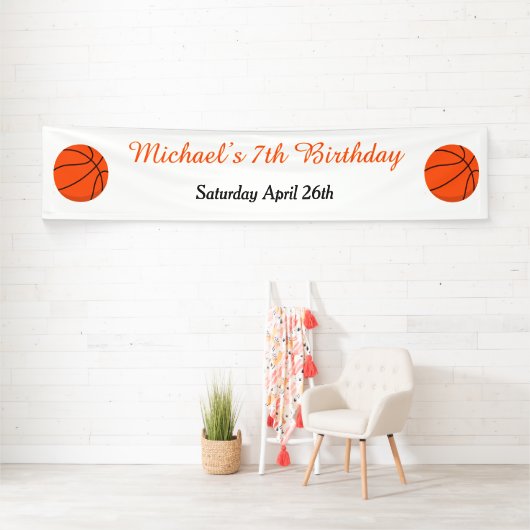 Basketball Sports Oranje Birthday Spandoek (Insitu)