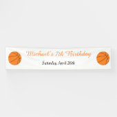 Basketball Sports Oranje Birthday Spandoek (Horizontaal)