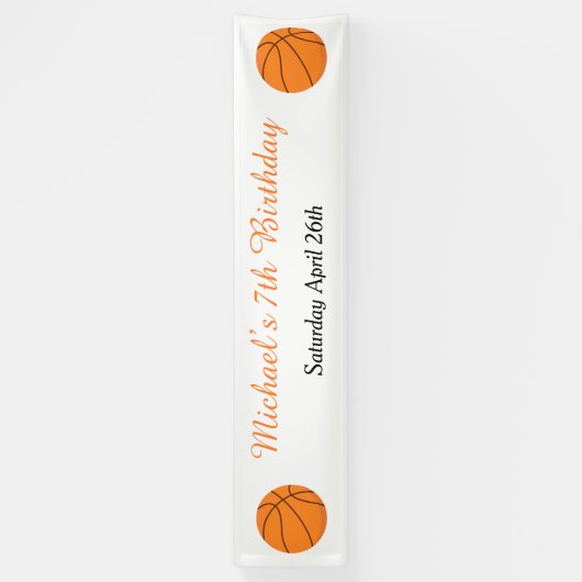 Basketball Sports Oranje Birthday Spandoek (Verticaal)