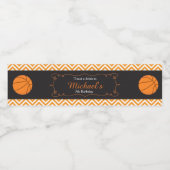 Basketball Sports Oranje Birthday Waterfles Etiket (Enkel label)