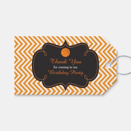 Basketball Sports Oranje Gift Label Cadeaulabel (Voorkant (Horizontaal))