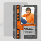 Basketball, Sports, Photo Afstuderen Aankondiging (Voorkant / Achterkant)