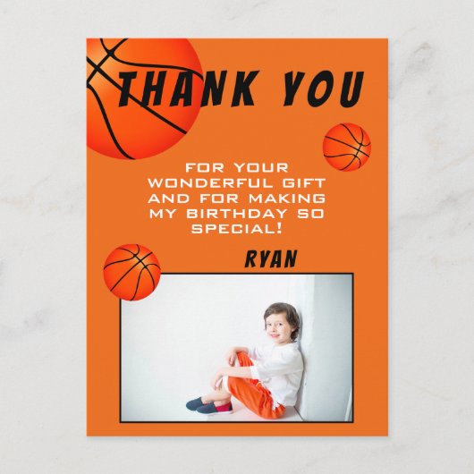 Basketball Sportsport Birthday Foto bedankt! Briefkaart (Voorkant)