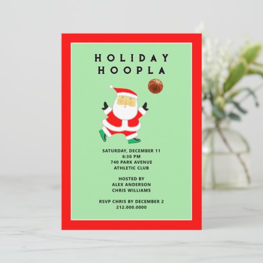 Basketball Sportvakantie Uitnodigingen (Staand voorkant)