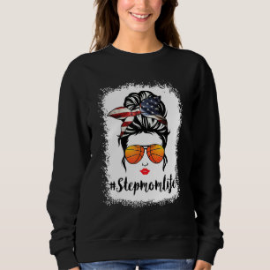 Basketball Stepmama Life Messy Bun American Flag Trui
