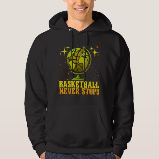 Basketball stopt nooit hoodie (Voorkant)