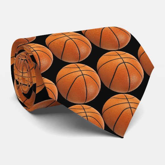 Basketball Stropdas (zwart) (Opgerold)