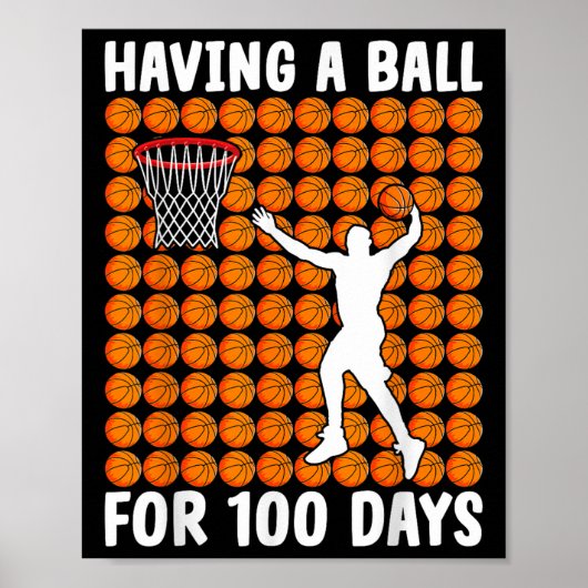 Basketball-student 100e dag met een all-band van 1 poster (Voorkant)