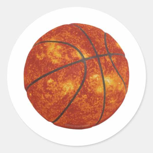 Basketball Sun Ronde Sticker (Voorkant)