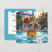 Basketball Swimming Pool Birthday Party Kaart (Voorkant / Achterkant)