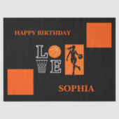 Basketball Swoosh Black Birthday Large Gift Bag Tissuepapier (Voorkant)