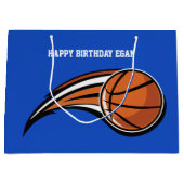 Basketball Swoosh Blue Birthday Groot Cadeauzakje (Voorkant)