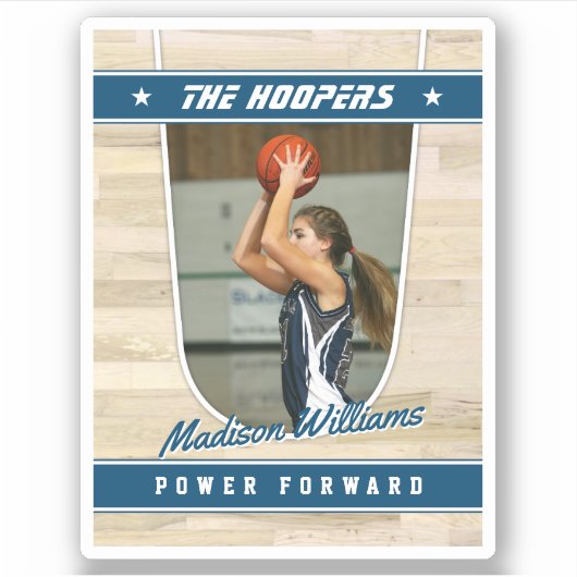 Basketball Team  Blue Souvenir Sticker (Voorkant)
