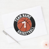 Basketball Team Name en Player Number Custom Ronde Sticker (Envelop)