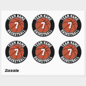 Basketball Team Name en Player Number Custom Ronde Sticker (Vel)