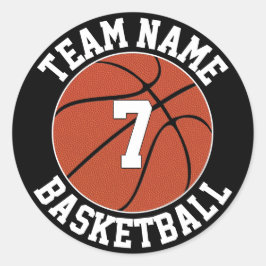 Basketball Team Name en Player Number Custom Ronde Sticker